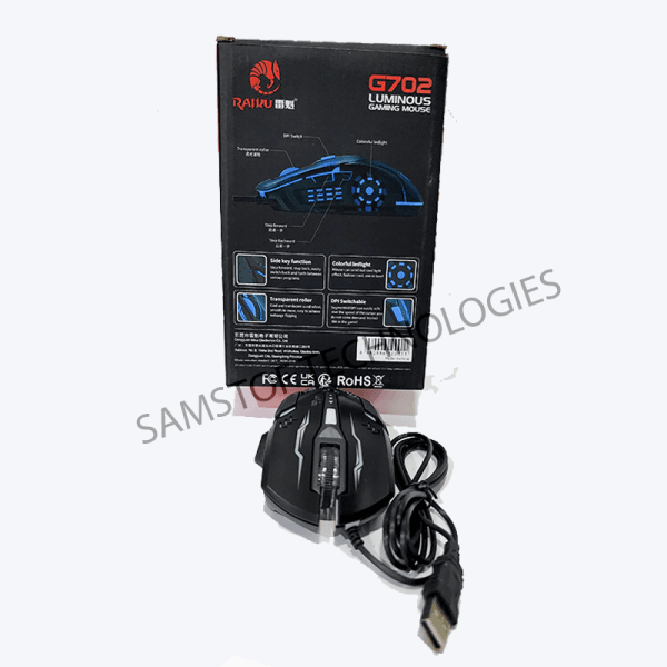 RAIKU G702 Silent Wired Gaming Mouse with LED Backlight