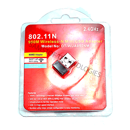 950M Wireless Mini USB Wi-Fi Adapter 2.4GHz 802.11n (WPS)