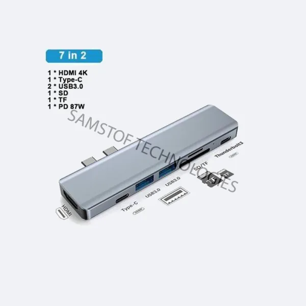 GIISMO 7-in-2 USB-C Adapter Hub for MacBook Pro & Air