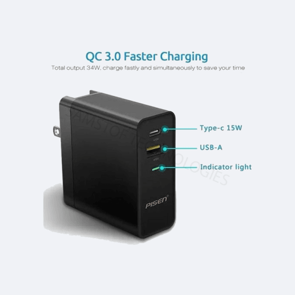 Pisen TC-C093 34W PowerCombo Travel Charger